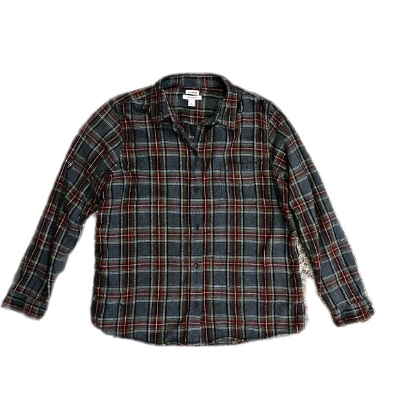 L.L. Bean Grey Stewart Tartan Plaid Relaxed Fit Flannel Shirt Size L - Picture 2 of 12